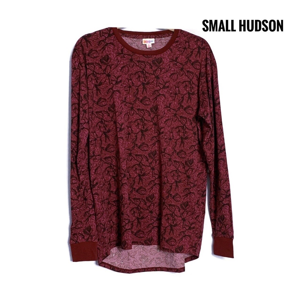 Small LulaRoe Hudson Long Sleeve Maroon Floral Fits 6/8